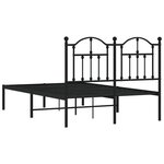 vidaXL Cadre de lit métal avec tête de lit noir 120x190 cm