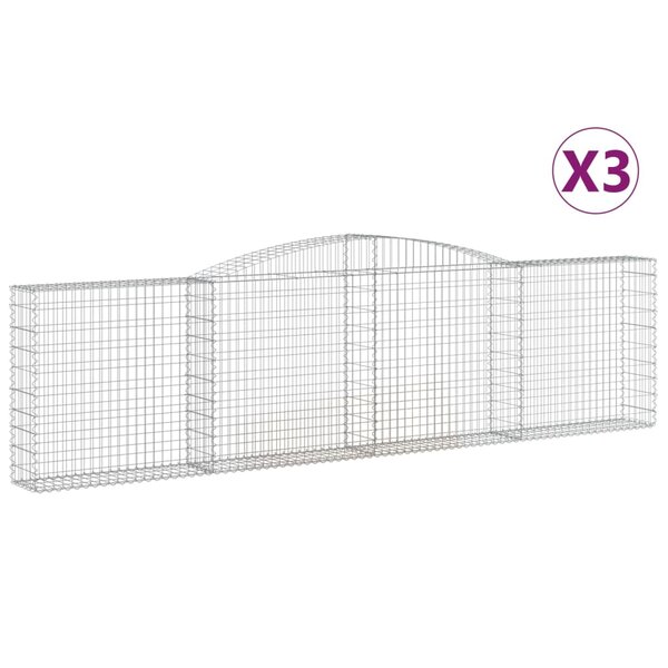 vidaXL Paniers à gabions arqués 3 Pièces 400x30x100/120 cm Fer galvanisé