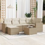 vidaXL Salon de jardin avec coussins 7 Pièces beige résine tressée