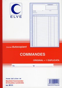 Manifold COMMANDES 297 x 210 mm 50 Feuillets Dupli ELVE