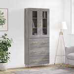 vidaXL Buffet haut Sonoma gris 69 5x34x180 cm Bois d'ingénierie
