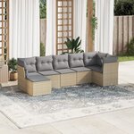 vidaXL Salon de jardin avec coussins 7 Pièces beige résine tressée