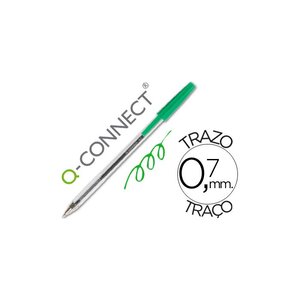 Stylo-bille 0.7mm encre classique bille indéformable capuchon couleur encre vert Q-CONNECT