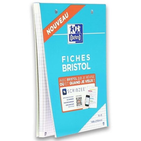 Fiche Bristol 2.0 Perforée 30 fiches 14,8 x 21 cm A5 - Rougier&Plé Lille