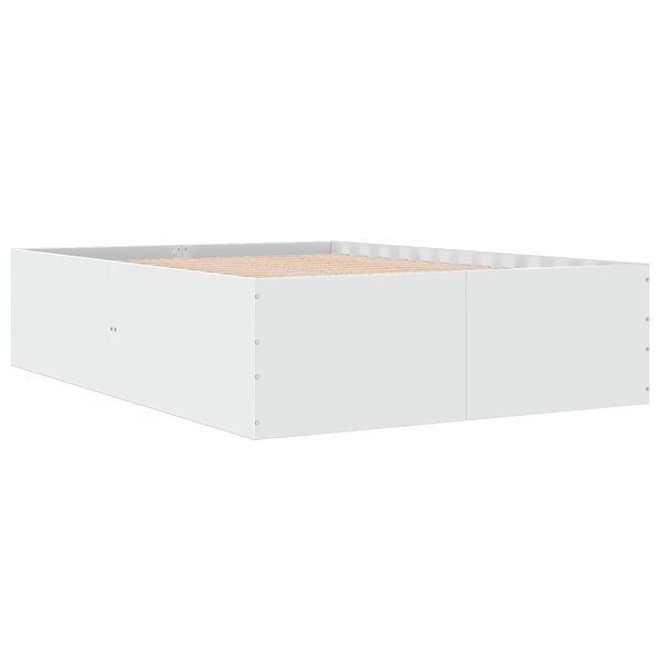 vidaXL Cadre de lit Blanc 140x190 cm bois d'ingénierie