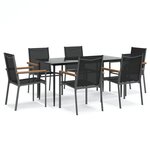 vidaXL Ensemble à manger de jardin 7 Pièces noir textilène et acier