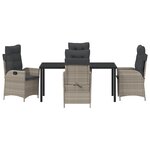 vidaXL Ensemble de salle à manger de jardin 5 pièces avec coussins Gris clair Poly Rattan