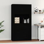 vidaXL Buffet haut Noir Bois d'ingénierie