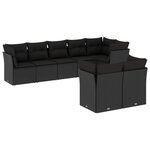 vidaXL Salon de jardin 8 Pièces avec coussins noir résine tressée
