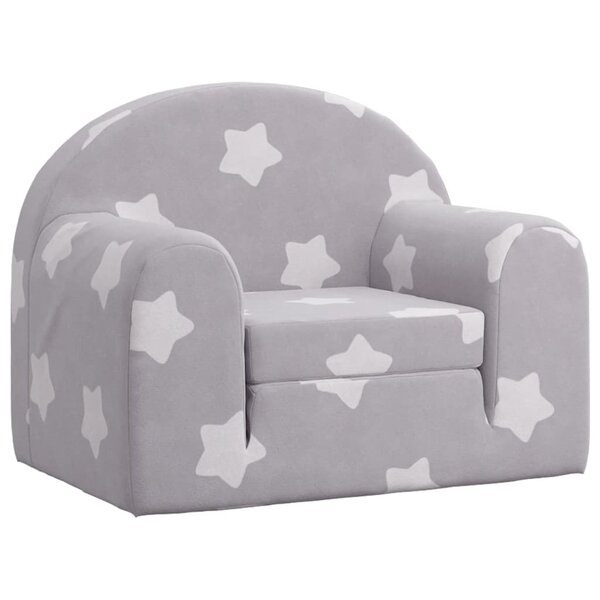 vidaXL Canapé-lit pour enfants gris clair avec étoiles peluche douce
