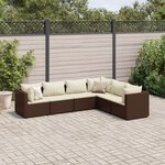 vidaXL Salon de jardin 6 Pièces avec coussins Marron Résine tressée