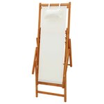 vidaXL Chaise pliable de plage Bois d'eucalyptus solide et tissu Crème
