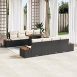 vidaXL Set de Salle à Manger de Jardin 9 Pièces avec Coussins Noir Poly Rattan Acacia