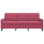 vidaXL Canapé à 3 places Rouge bordeaux 180 cm Velours