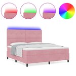 Lit Box Spring vidaXL avec Matelas & LED Rose 180x200 cm Velours