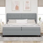Lit à ressort vidaXL avec matelas - Gris clair  200x200 cm  Tissu