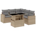 vidaXL Salon de jardin avec coussins 6 Pièces beige résine tressée