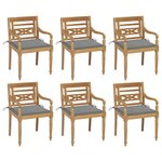 vidaXL Chaises Batavia avec coussins 6 Pièces Bois de teck solide