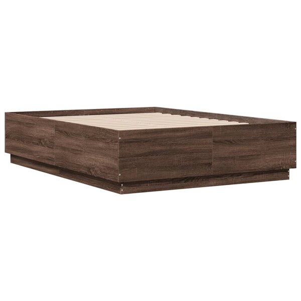 vidaXL Cadre de lit chêne marron 120x190 cm bois d'ingénierie