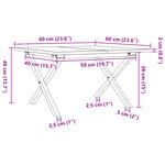 vidaXL Table basse cadre en X 60x60x40 cm bois de pin massif et fonte