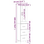 vidaXL Buffet haut Gris béton 34 5x34x180 cm Bois d'ingénierie
