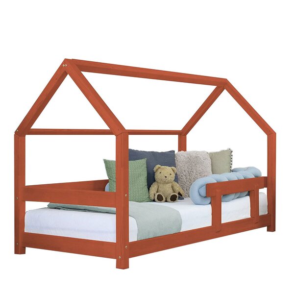 Lit cabane enfant TERY 70 x 160 rouge brique