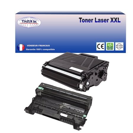 Kit Tambour+Toner compatibles  avec Brother TN3480  DR3400 pour Brother MFC-L5700DN  MFC-L5750DW  MFC-L6800DW  MFC-L6800DWT - T3AZUR