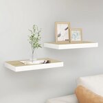 vidaXL Étagères flottantes 2 Pièces Chêne et blanc 40x23x3 8 cm MDF