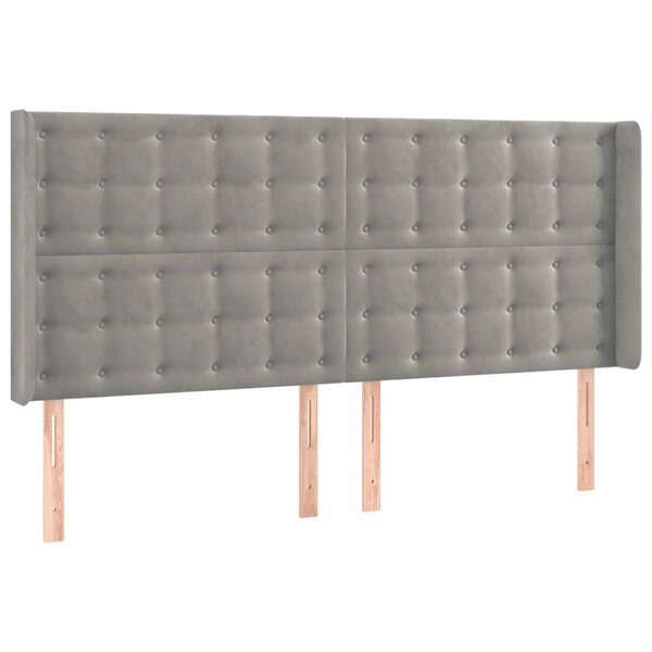 vidaXL Tête de lit avec oreilles Gris clair 163x16x118/128 cm Velours