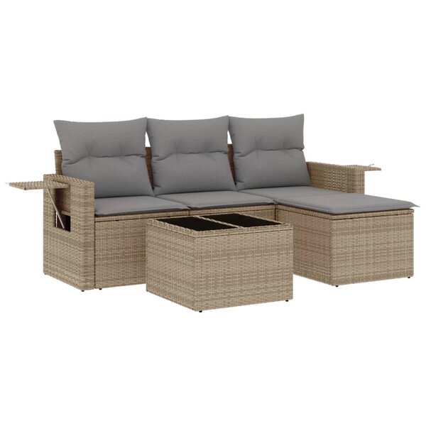 vidaXL Salon de jardin avec coussins 4 Pièces beige résine tressée