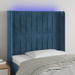 vidaXL Tête de lit à LED Bleu foncé 103x16x118/128 cm Velours