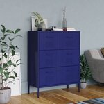 vidaXL Armoire à tiroirs Bleu marine 80x35x101 5 cm Acier