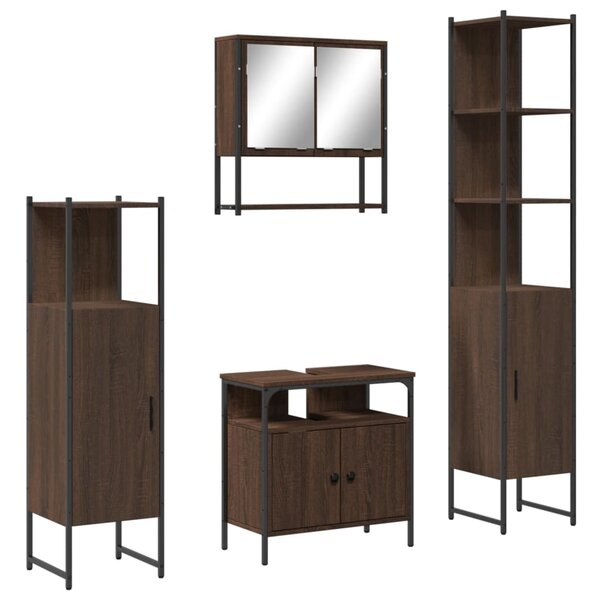 vidaXL Ensemble de meubles de salle de bain 4 Pièces Chêne marron
