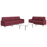 vidaXL Ensemble de canapés 2 Pièces rouge bordeaux tissu