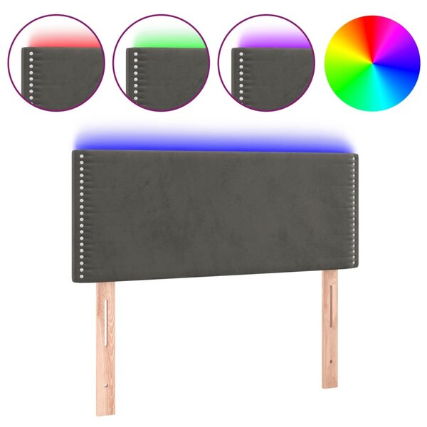 vidaXL Tête de lit à LED Gris foncé 100x5x78/88 cm Velours