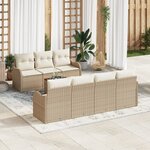 vidaXL Ensemble de canapés de jardin de 8 pièces avec coussins beige en rotin synthétique et acacia