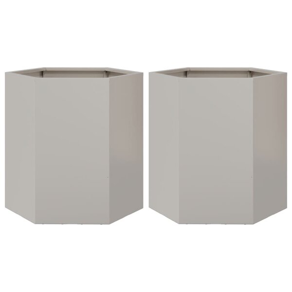 vidaXL Jardinières 2 Pièces hexagone 46x40x45 cm acier inoxydable
