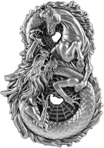 Monnaie DRAGON AND HORSE Figure Eight 3 Oz Argent 5 Tala Samoa 2026 (PRÉCOMMANDE)