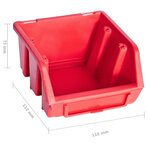 vidaXL Kit de bacs de stockage et panneaux muraux 34 Pièces Rouge et noir