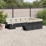 vidaXL Salon de jardin 11 Pièces avec coussins noir résine tressée