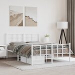 vidaXL Cadre de lit métal avec tête de lit/pied de lit blanc 140x200cm