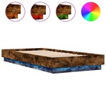 vidaXL Cadre de lit avec lumières LED chêne fumé 100x200 cm