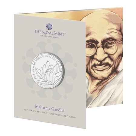 Pièce de monnaie 5 Pounds Royaume-Uni Gandhi 2021 BU