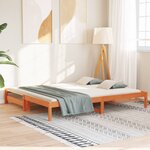 vidaXL Lit de jour avec lit gigogne cire marron 90x190 cm pin massif