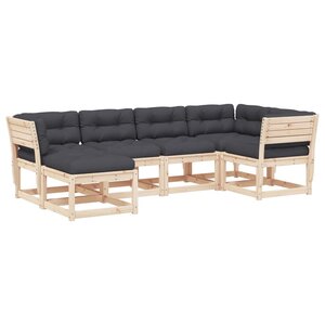 vidaXL Salon de jardin 6 Pièces avec coussins bois de pin massif