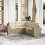 vidaXL Salon de jardin avec coussins 5 Pièces beige résine tressée