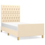 vidaXL Cadre de lit avec tête de lit Crème 90x200 cm Tissu