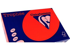 Ramette 250 Feuilles Papier 120g A4 210x297 mm Certifié FSC rouge corail TROPHÉE