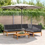vidaXL Salon palette de jardin avec coussins 4Pièces bois d'acacia massif