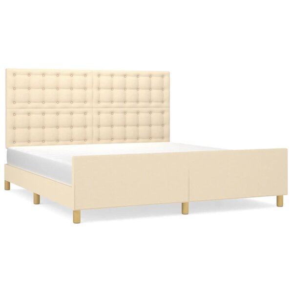 vidaXL Cadre de lit avec tête de lit Crème 160 x 200 cm Tissu